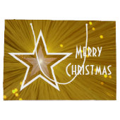 金ゴールドスタープリントメリークリスマスホワイトラージ ラージペーパーバッグ (裏面)