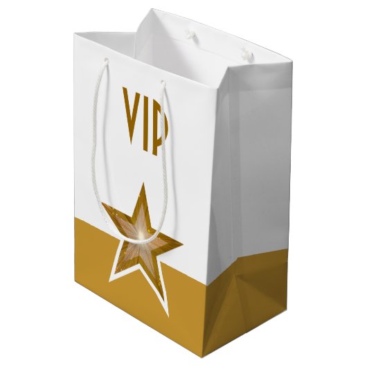 金ゴールドスタープリントVIP金ゴールド白媒体 ミディアムペーパーバッグ (裏面アングル)