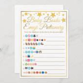 金ゴールドスターベビーシャワー絵文字ベビーブックゲーム 招待状 (正面/裏面)