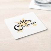 金ゴールドスターメリークリスマスオンホワイト スクエアペーパーコースター (アングル)