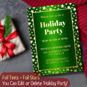 金ゴールドスターモダンタイポグラフィクリスマスパーティーグリーン 箔招待状