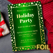 金ゴールドスターモダンタイポグラフィクリスマスパーティーグリーン 箔招待状