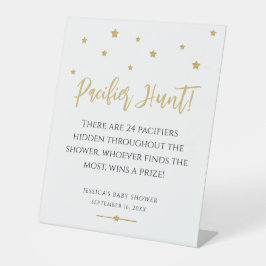 金ゴールドスターモダンベビーシャワーおしゃぶり狩りゲーム 台座サイン