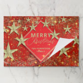 金ゴールドスターライトレッドグリッタークリスマスランチョンマット ペーパーパッド (折り畳み)