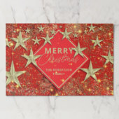 金ゴールドスターライトレッドグリッタークリスマスランチョンマット ペーパーパッド (正面)