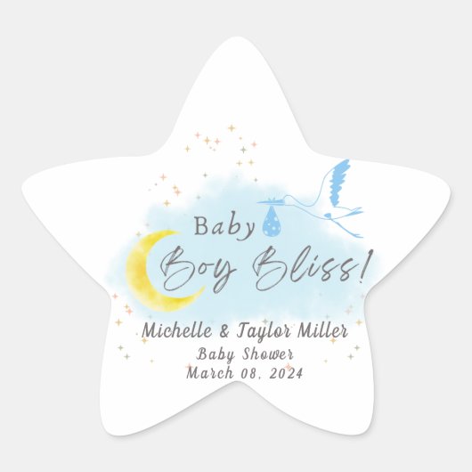 金ゴールドスターライト男の赤ちゃんブリスストークスペシャルデリバリー 星シール (正面)