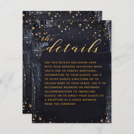 金ゴールドスターリーナイト結婚式招待状詳細 エンクロージャーカード (正面/裏面)
