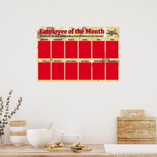 金ゴールドスター今月の写真ディスプレイの従業員 ポスター (キッチン)