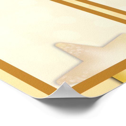 金ゴールドスター今月の写真ディスプレイの従業員 ポスター (角)