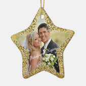 金ゴールドスター付き/写真結婚式の引き出物オーナメント セラミックオーナメント (左)