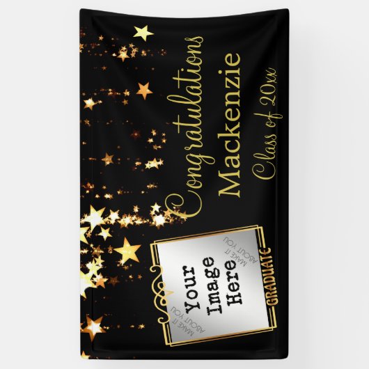 金ゴールドスター卒業サイン（写真あり） 横断幕 (縦)