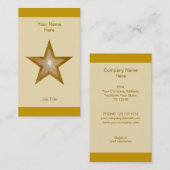 金ゴールドスター名刺クリームストライプ垂直 名刺 (正面/裏面)