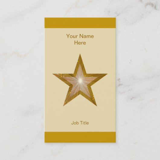 金ゴールドスター名刺クリームストライプ垂直 名刺 (正面)