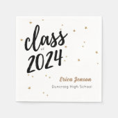 金ゴールドスター名前をカスタムする卒業パーティナプキンス スタンダードカクテルナプキン (正面)