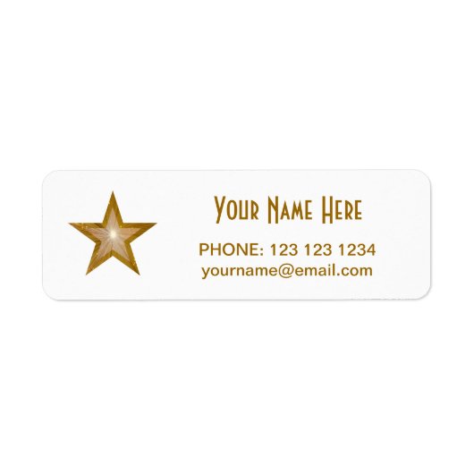 金ゴールドスター'名前'文字ラベル小さい白 ラベル (正面)