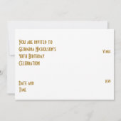 金ゴールドスター'年齢'誕生日の招待ホワイトバック 招待状 (裏面)