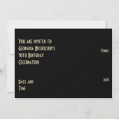 金ゴールドスター'年齢'誕生日の招待状ブラックバック 招待状 (裏面)