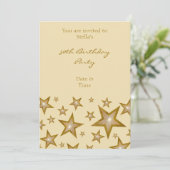 金ゴールドスター招待垂直クリーム 招待状 (スタンド正面)