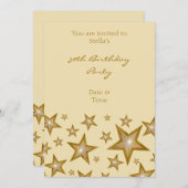 金ゴールドスター招待垂直クリーム 招待状 (正面/裏面)