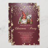 金ゴールドスター格言ファミリークリスマスパーティー 招待状 (正面/裏面)