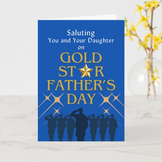 金ゴールドスター父の日の娘の記憶 カード (黄色い花)