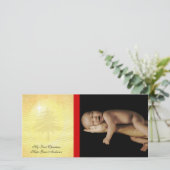 金ゴールドスター私の最初のクリスマスベビーフォトカード シーズンカード (スタンド正面)