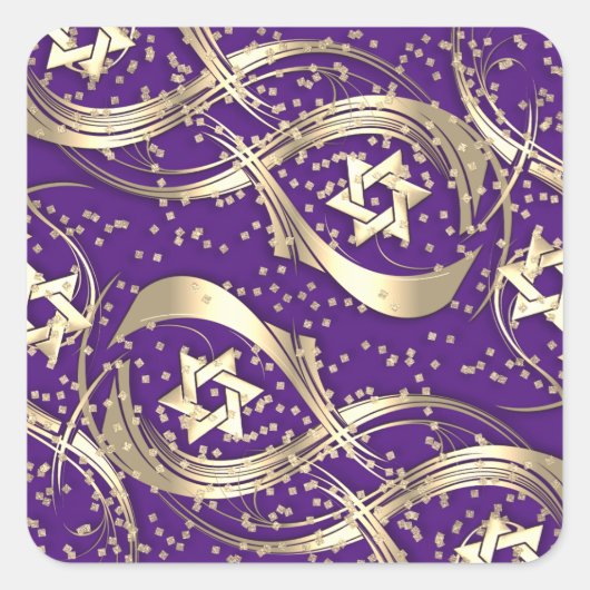 金ゴールドスター紙吹雪の隆盛 スクエアシール (正面)