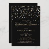 金ゴールドスター紙吹雪リハーサルディナー招待状 招待状 (正面/裏面)