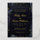 金ゴールドスター結婚リーナイト金ゴールド 箔招待状 (正面)