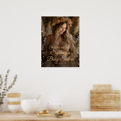 金ゴールドスター赤ちゃんシャワー写真ウェルカムサイン ポスター (キッチン)