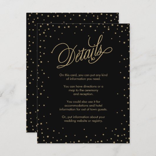 金ゴールドスター黒結婚のエンクロージャカード エンクロージャーカード (正面/裏面)