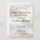 金ゴールドスター1st誕生日とバプテスマ《キリスト教》洗礼式や命名式 招待状 (正面)