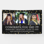 金ゴールドスター3フォトコラージュおめでとう大学院黒 横断幕 (横)