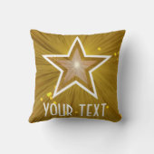 "金ゴールドスター" 'あなたのテキスト'装飾用クッションスクエア クッション (裏面)