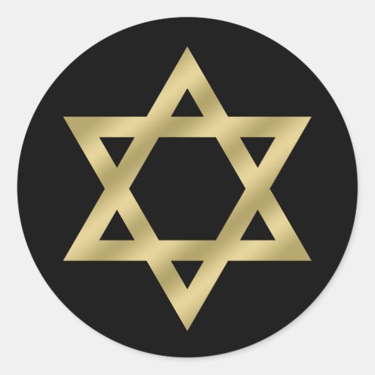 金ゴールドスター・オブ・デイビッド・ブラック ラウンドシール (正面)