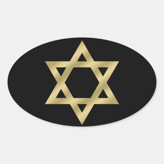金ゴールドスター・オブ・デイビッド・ブラック 楕円形シール (正面)