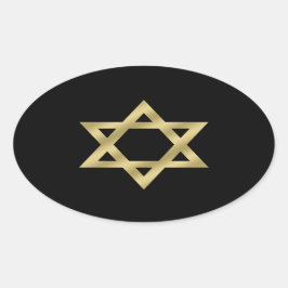 金ゴールドスター・オブ・デイビッド・ブラック 楕円形シール