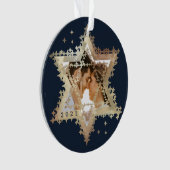 金ゴールドスター・オブ・デイビッドMr. & Mrs.ファースト・ハヌカー写真 オーナメント (正面)