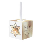 金ゴールドスター・オブ・デイビッドMr. & Mrs.ファースト・ハヌカー写真 キューブオーナメント (裏面アングル)