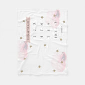 金ゴールドスター&クラウドピンクの女の子の月のマイルストーン フリースブランケット (正面)
