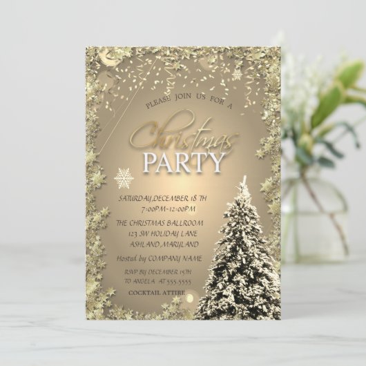 金ゴールドスター、クリスマスツリー会社クリスマスパーティー 招待状 (スタンド正面)