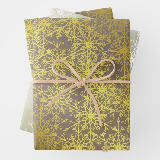 金ゴールドスター、クリスマス+紙、冬+パテメリー、+x ラッピングペーパーシート (インサイチュ)