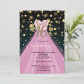 金ゴールドスター、グリッター、ドレススウィート16パーティー 招待状 (スタンド正面)