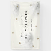 金ゴールドスター&グレークラウドベビーシャワーバナー 横断幕 (縦)