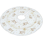 金ゴールドスター、ジョイ、クリスマス。 ブラッシュドポリエステルツリースカート (アングル)