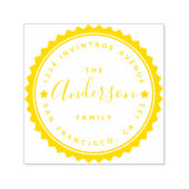 金ゴールドスター&スクリプトラウンドタイポグラフィ差出人住所 セルフインキングスタンプ (デザイン)