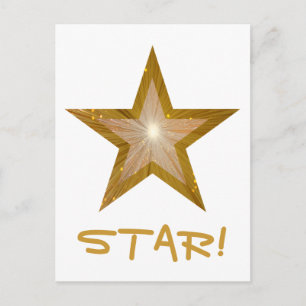 金ゴールドスター「スター!」 はがき(白) ポストカード