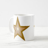 金ゴールドスター「スター!」マグホワイト コーヒーマグカップ (正面左)