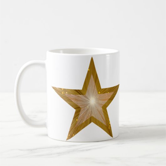 金ゴールドスター「スター!」マグホワイト コーヒーマグカップ (左)
