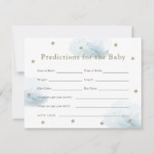 金ゴールドスター&ブルークラウドベビー予測カード 招待状 (正面)